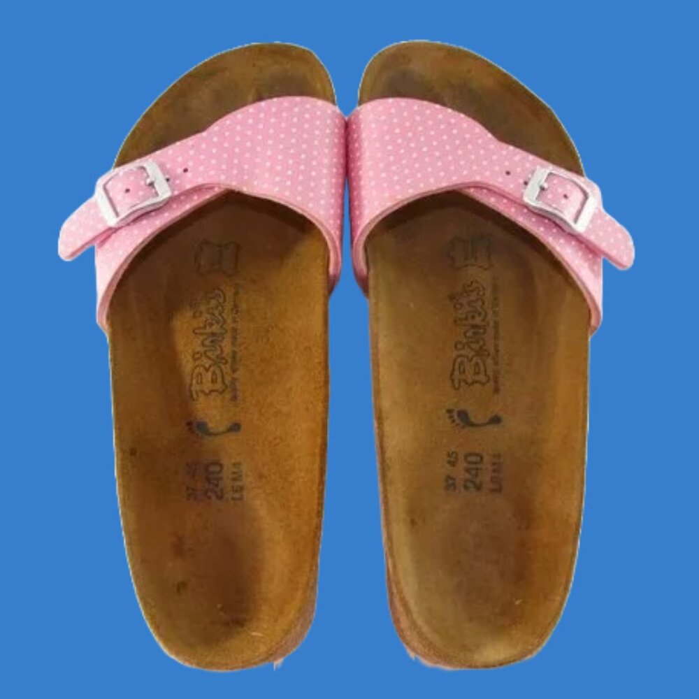 Birkenstocks Birki’s pink polka dot slides Barbie